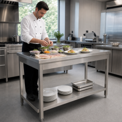 Tisch Edelstahl 1200x700 mm mit Unterregal — Pro CHR