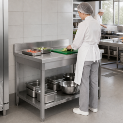 Stainless Steel Table 1400x700 mm with Backsplash and Lower Shelf