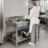 Inox tafel 1400x700 mm Achterwand en Onderste Plank