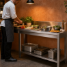 Table Inox 1400x700 mm Dosseret et Étagère Basse