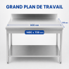 Inox tafel 1400x700 mm Achterwand en Onderste Plank