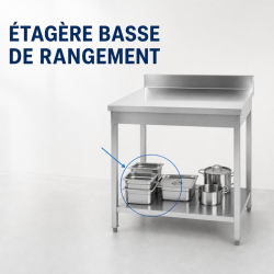 Inox tafel 1400x700 mm Achterwand en Onderste Plank