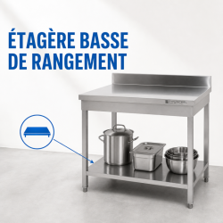 Edelstahltisch 1600x700 mm Rückwand und Unterregal
