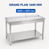 Edelstahltisch 1600 x 600 mm mit Unterregal — AISI 201