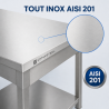 Tafel Inox 1600 x 600 mm met Onderste Plank — AISI 201