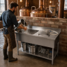 Plonge Inox 1 Bak 1200x600 mm, Afdruiprek Rechts, Achterwand