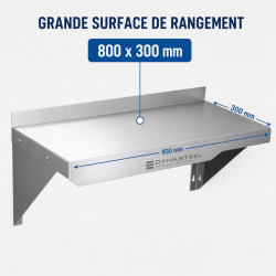 Étagère Murale Inox 800 x 300 mm avec Dosseret