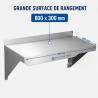 Étagère Murale Inox 800 x 300 mm avec Dosseret