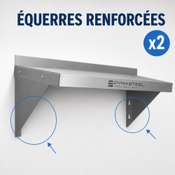 Étagère Murale Inox 800 x 300 mm avec Dosseret