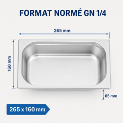 Bac Gastro GN 1/4 Inox — Diepte 65 mm — 1,8 L