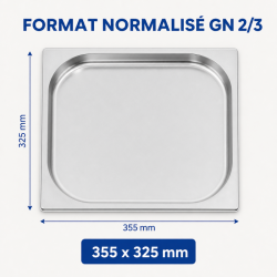 Gastrobehälter GN 2/3 Edelstahl — Tiefe 20 mm, 1,35 L