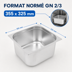 Bac Gastro GN 2/3 Inox 13 L - Diepte 150 mm