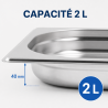 Gastro GN 1/2 Stainless Steel Tray - 40 mm - 2 L | Dynasteel