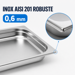 Bac Gastro GN 1/2 Inox - 40 mm - 2 L | Dynasteel