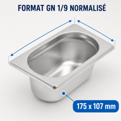 Bac Gastro GN 1/9 Inox - Diepte 65 mm - 0,6 L