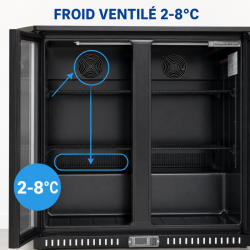 Refrigerated Back Bar 209 L 2 Glass Doors — Ventilated