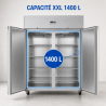 Negativer Schrank 1400 L Edelstahl 2 Türen GN 2/1 Belüftet