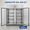 Positieve Koelkastkast 1400 L RVS GN 2/1 – 2 Deuren