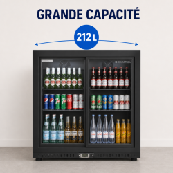 Rückkühlschrank 212 L 2 Schiebetüren Schwarz