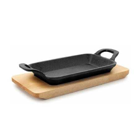 Mini Plancha Grill Glatt mit Holzsockel - 225 x 100 mm Lacor