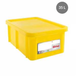 Rechthoekige Bak 35 L + Gele Deksel HACCP