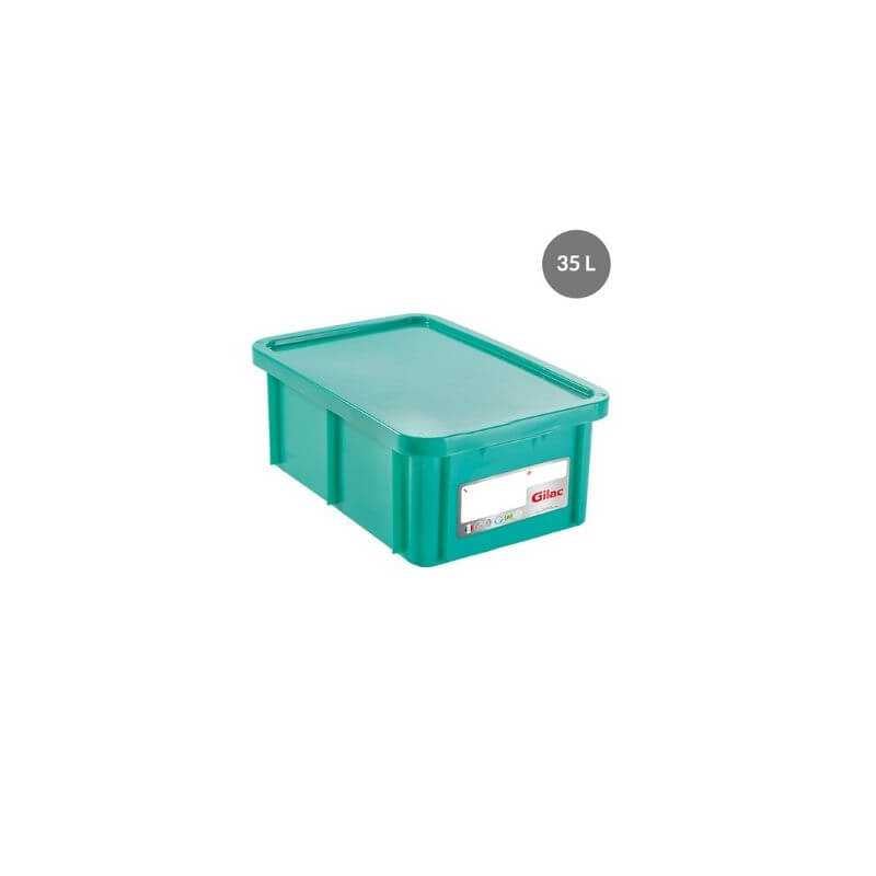 Bac HACCP Rectangulaire avec Couvercle - 35 L - Vert