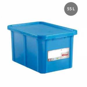 HACCP Rectangular Bin with Lid - 55 L - Blue