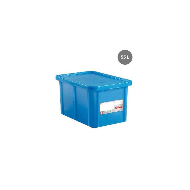 Bac HACCP Rectangulaire avec Couvercle - 55 L - Bleu