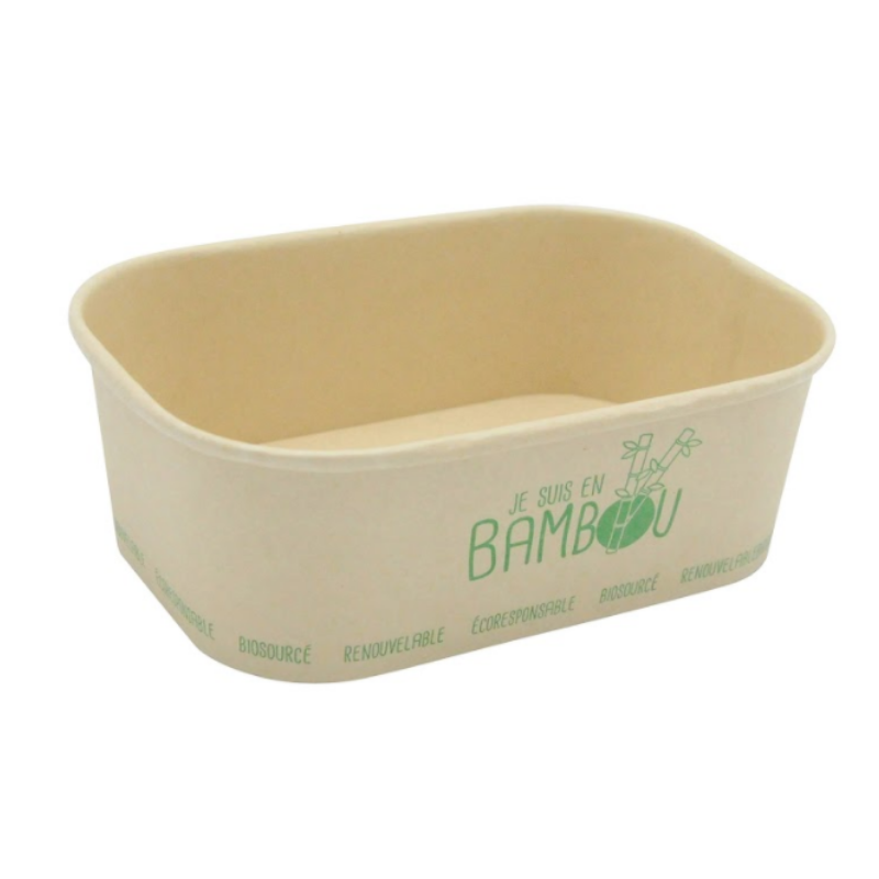 Barquette Bambou Micro Ondable "Je Suis en Bambou" - 75 cl - Lot de 50