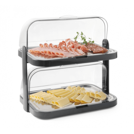 Vitrine Buffet met Schuifdeksel - 2 Plateaus - HENDI