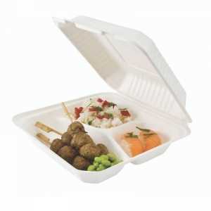 Lunchbox van bagasse met 3 compartimenten - Set van 50