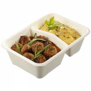 2-Compartment Pulp Tray - 178 x 127 mm - Pack of 50 Eco-friendly