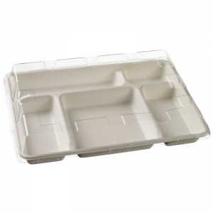 Transparent RPET Lid for 5-Compartment Tray - Set of 25