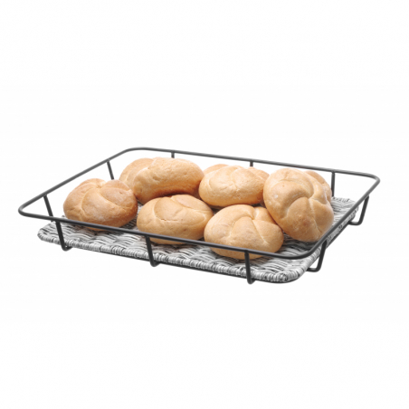Bread Basket with Gray Stainless Steel Edge - 400 x 300 mm