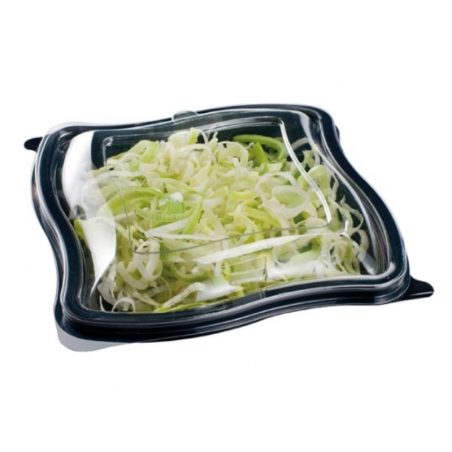 Zwarte saladebox van PET - 750 ml - 196 x 196 - Set van 400