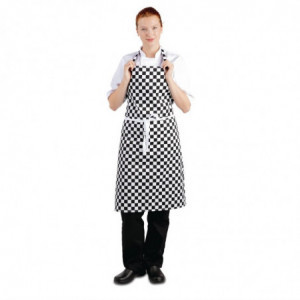 Latzschürze mit schwarz-weißem Karomuster 970 x 710 mm - Whites Chefs Clothing - Fourniresto