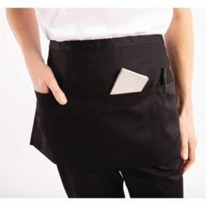 Short Black Polycotton Server Apron 750 x 373 mm - Chef Works - Fourniresto