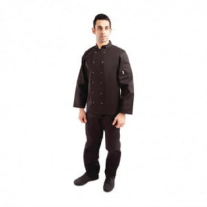 Zwarte unisex koksbuis met lange mouwen Vegas - Maat M - Whites Chefs Clothing - Fourniresto