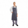 Schort met strepen zonder zak marineblauw en wit 965 x 710 mm - Whites Chefs Clothing - Fourniresto