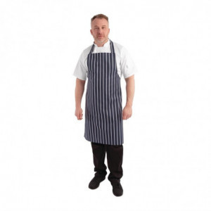 Schort met strepen zonder zak marineblauw en wit 965 x 710 mm - Whites Chefs Clothing - Fourniresto