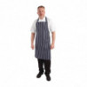 Apron Bib Without Pocket Striped Navy And White 965 X 710 Mm - Whites Chefs Clothing - Fourniresto