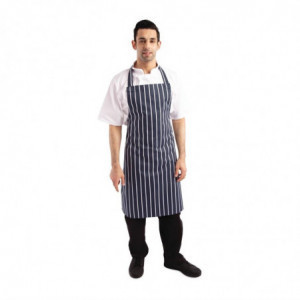 Schort met strepen zonder zak marineblauw en wit 965 x 710 mm - Whites Chefs Clothing - Fourniresto