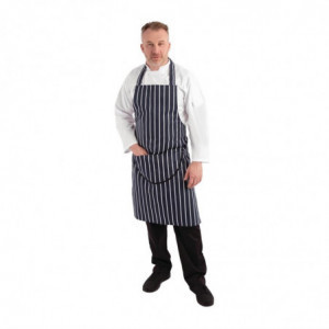 Schort met zak en strepen in marineblauw en wit 965 x 710 mm - Whites Chefs Clothing - Fourniresto