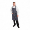Schürze mit Latz und Tasche, gestreift in Marineblau und Weiß, 965 x 710 mm - Whites Chefs Clothing - Fourniresto