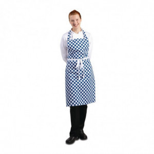 Schort met blauw-witte ruitjes van polycotton 710 x 970 mm - Whites Chefs Clothing - Fourniresto