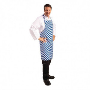 Latzschürze mit blau-weißem Karomuster aus Polycotton 710 x 970 mm - Whites Chefs Clothing - Fourniresto