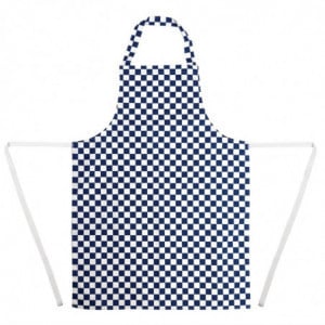 Blue and white checkered bib apron in polycotton 710 x 970 mm - Whites Chefs Clothing - Fourniresto