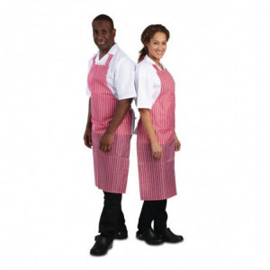 Schort met waterafstotende strepen in rood en wit 1016 x 711 mm - Whites Chefs Clothing - Fourniresto