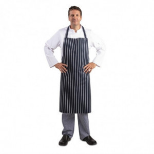 Schort Bavette Extra Lang Zonder Zak Gestreept Marineblauw En Wit - Whites Chefs Clothing - Fourniresto