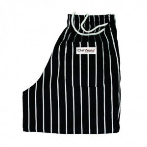 Mixed Black and White Striped Baggy Kitchen Pants - Size S - Chef Works - Fourniresto